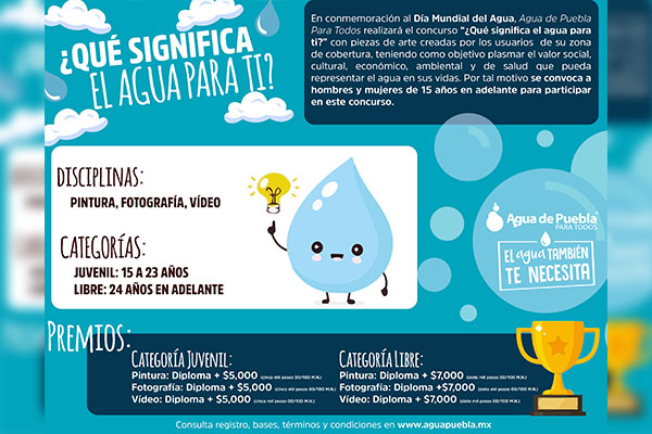 Agua de Puebla lanza el concurso bajo el tema “¿Qué significa el agua para ti?"