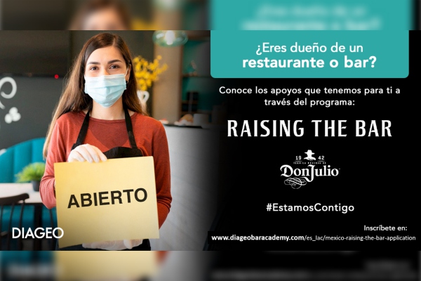 Diageo extiende apoyos para restaurantes y bares en Puebla