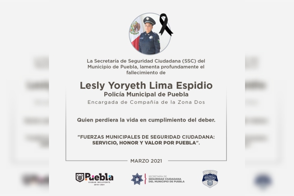 Homenajean a mujer policía que murió tras caer de una patrulla
