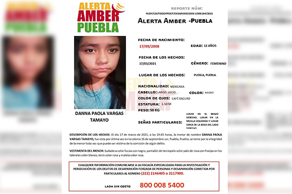 Activan Alerta Amber para localizar a menor de 12 años