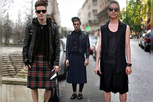 Faldas masculinas, estrafalaria tendencia que vino con el COVID-19