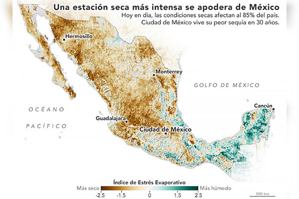 México se acerca a una de sus peores sequías, alerta la NASA