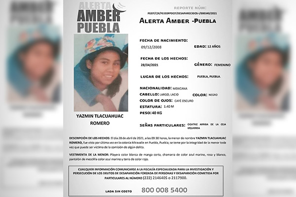 Activan Alerta Amber para localizar a menor de 12 años