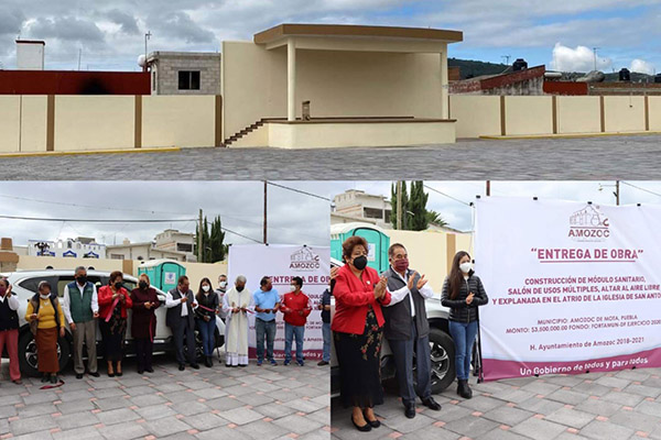 Entrega Gobierno de Amozoc construcción del Atrio de San Antonio