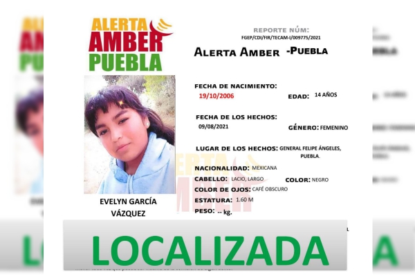 A través de Alerta Amber se localizó a Evelyn García Vázquez
