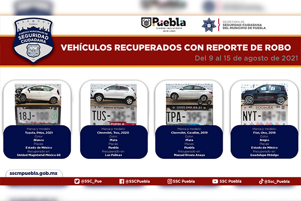 Recupera Policía Municipal ocho vehículos con reporte de robo