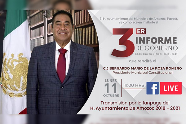 Rendirá Mario de la Rosa Romero su Tercer Informe de Gobierno