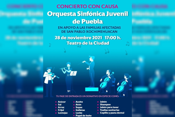 Ayuntamiento de Puebla invita a concierto en apoyo a familias de Xochimehuacán