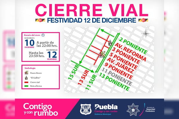 Gobernación municipal anuncia cierres viales por celebraciones en el Paseo Bravo