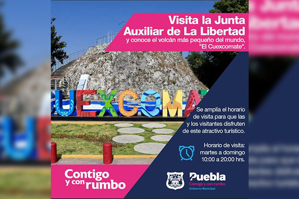 Ayuntamiento de Puebla amplía horario de visita del Cuexcomate