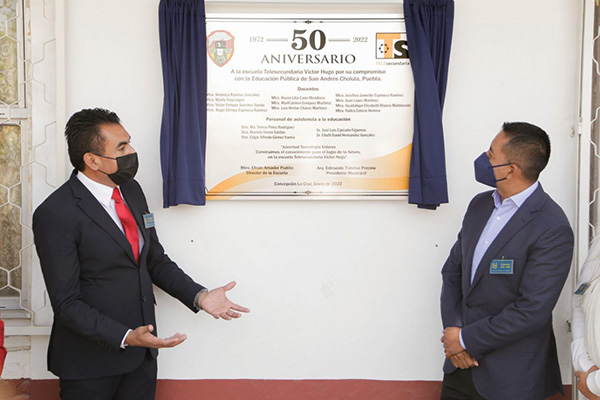 Participa Tlatehui en ceremonia por el 50 aniversario de telesecundaria “Víctor Hugo”