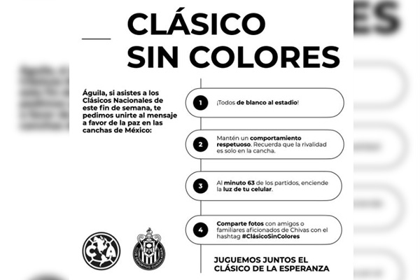Para evitar violencia en el Chivas-América, lanzan campaña #ClásicoSinColores