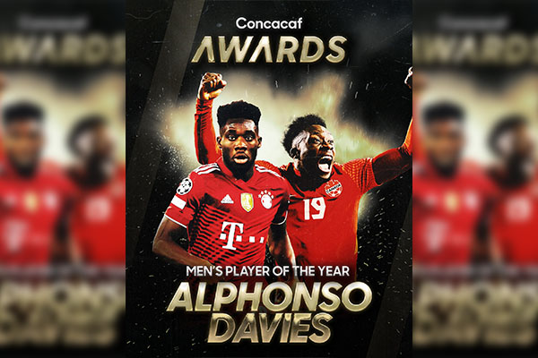 Concacaf nombra al canadiense Alphonso Davies como el mejor jugador del 2021
