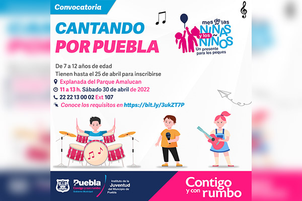 Niños y adolescentes todavía pueden inscribirse al concurso infantil “Cantando por Puebla”
