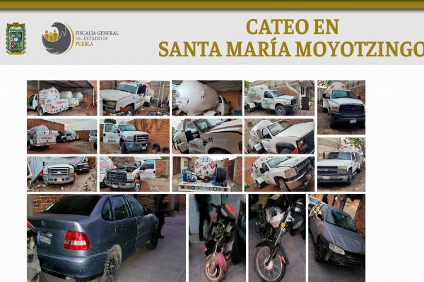 FGE ejecuta cateo y asegura 15 pipas, autos, motos y droga
