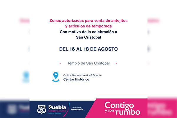 Ayuntamiento permitirá venta de antojitos y artículos religiosos por celebración a San Cristóbal