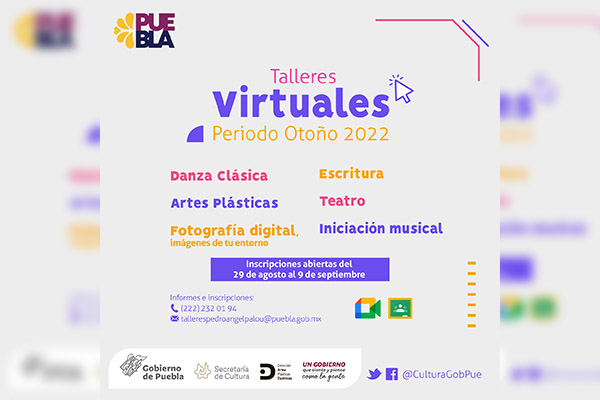 Ofrecerá Cultura talleres artísticos virtuales y presenciales para niñas, niños y jóvenes