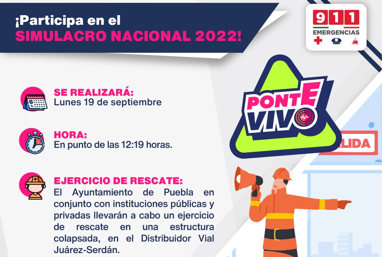 Protección Civil Municipal invita al Simulacro Nacional 2022
