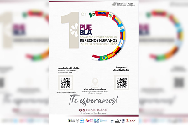 Gobierno estatal invita al “1er. Congreso Internacional de Derechos Humanos, Puebla 2022”