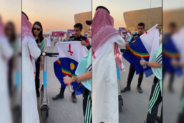 Guardias de Qatar pisotean bandera de estado brasileño al confundirla con una LGBT