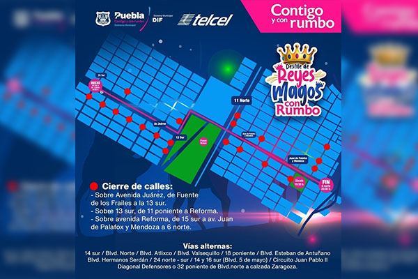 Ayuntamiento anuncia cierres viales con motivo del Desfile de Día de Reyes