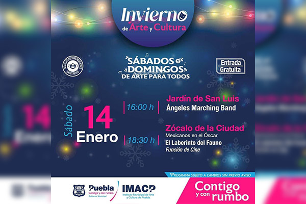 Continúan actividades invernales de arte y cultura en Puebla