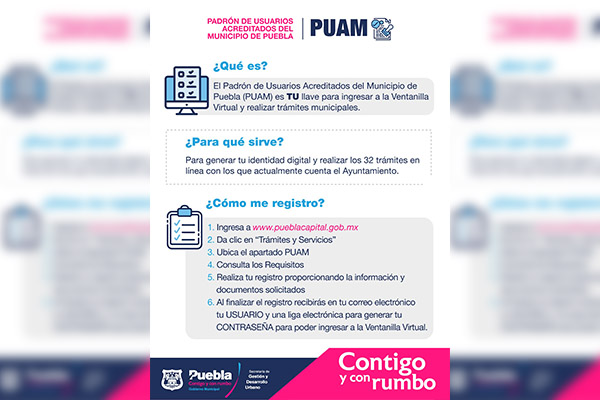 PUAM, llave a la ventanilla virtual del Ayuntamiento de Puebla