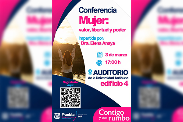 SMDIF Puebla invita a la conferencia "Mujer: Valor, Libertad y Poder"