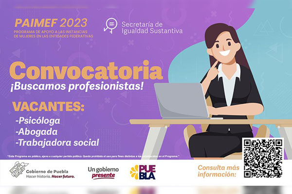 Oferta Gobierno Estatal 77 vacantes para profesionistas con experiencia en perspectiva de género