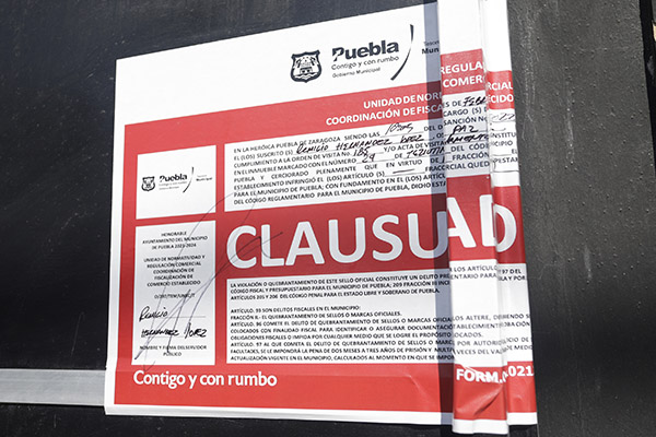 Negocios no reglamentados, los más clausurados en Puebla