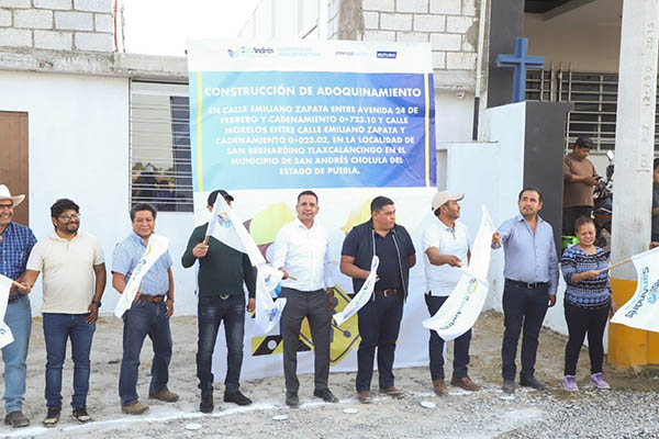 Arranca Mundo Tlatehui adoquinamiento en avenidas de San Bernardino Tlaxcalancingo