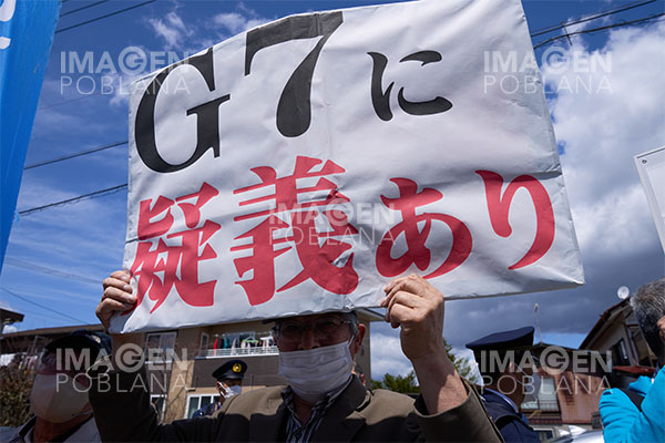 Manifestación en la ciudad de Kioto contra la cumbre del G7 en Japón