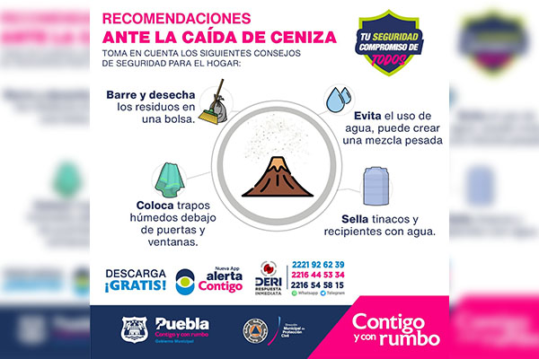 Protección Civil Municipal emite recomendaciones ante la caída de ceniza