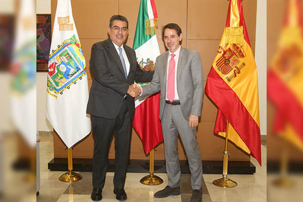 Taktil sans ly Musling Sergio Salomón fortalece relaciones bilaterales en reunión con embajador de  España