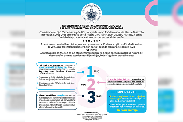 Madres estudiantes de licenciatura tendrán facilidades para conformar su horario de Otoño 2023