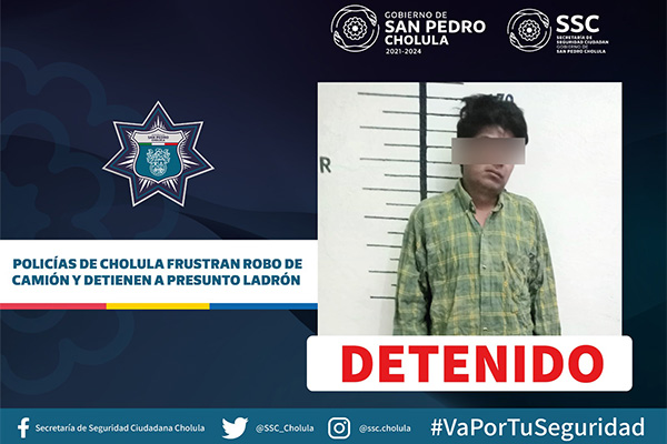 Policía frustra robo de camión y detiene al ladrón