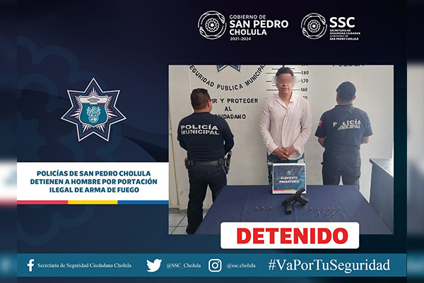 Traía una pistola cargada sin permiso; ya está detenido