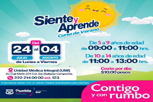 SMDIF Puebla invita a curso de verano “siente y aprende” para padres e hijos