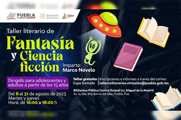 Durante agosto, Cultura impartirá talleres literarios virtuales y presenciales
