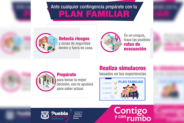 Ayuntamiento de Puebla invita a preparar un Plan Familiar de Protección Civil