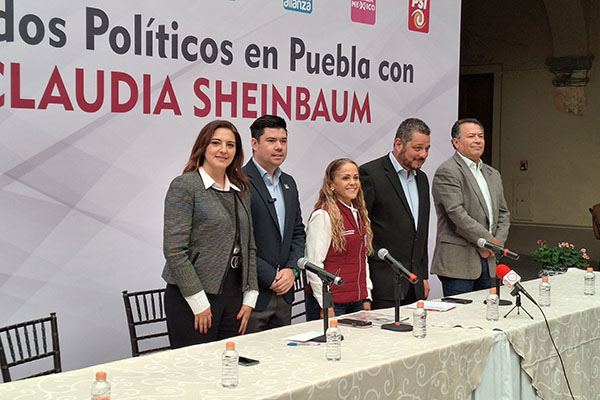Morena, Nueva Alianza, PT, PVEM, PSI y FXM cierran filas a favor de Sheinbaum en Puebla