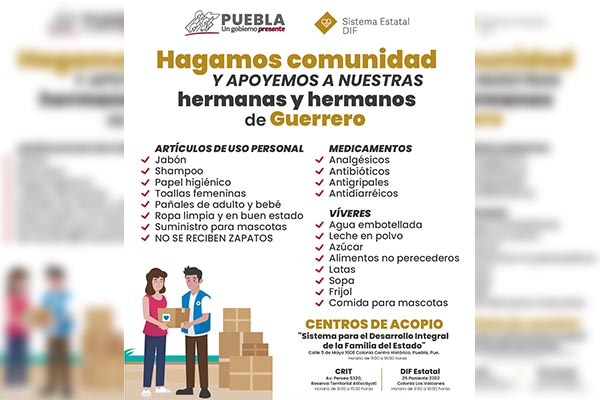 Habilita SEDIF 3 centros de acopio para damnificados por huracán "Otis" en Guerrero