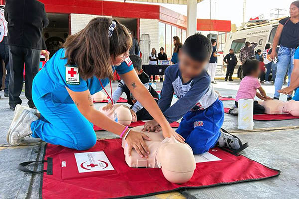 Policía Auxiliar y Cruz Roja suman esfuerzos en favor de la niñez poblana