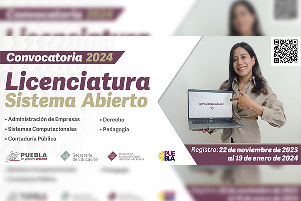 Emite gobierno de Puebla convocatoria para licenciaturas mediante autoaprendizaje