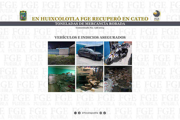 Recupera FGE toneladas de mercancía robada durante cateo