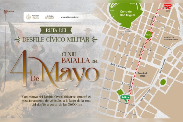 Atlixco conmemora el 163 Aniversario de la Batalla del 4 de Mayo