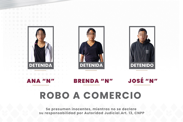 Tres maleantes tras rejas por robo a tienda de autoservicio