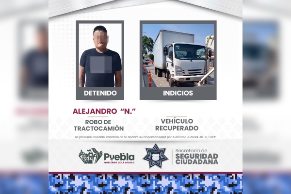 Robo violento de tractocamión: SSC detiene a sujeto con amplio historial delictivo