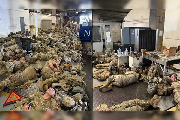 Gobernador de California exhibe a Trump: publica fotos de soldados durmiendo en el suelo