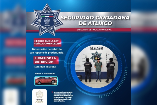 Policía Municipal recupera vehículo con reporte de pre-denuncia y detienen al responsable